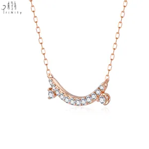 2024 exclusif bijoux fins sourire Design Simple élégant diamant collier 18K solide or Rose clavicule collier pour les femmes
