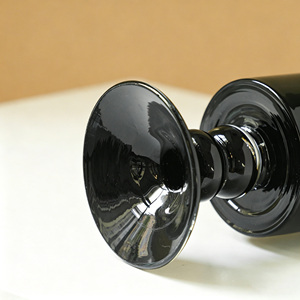 <span class=keywords><strong>Vase</strong></span> sur pied en verre teinté noir vintage, support de lampe rétro, décoration simple haut de gamme pour l'affichage floral sur table de salon - Product Image 5