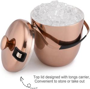 Erfahrene hersteller Eis Eimer, Edelstahl Doppel Wand und Isoliert Eis Eimer mit Deckel und Zange, kupfer - Product Image 5