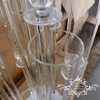 10 Bougeoirs en cristal transparent pour centre de table, candélabres