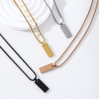 Collier pendentif en acier inoxydable 10x25mm, nouvelle mode, avec lettre gravée, logo personnalisé, barre verticale, breloque