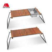 Table de camping combinée barbecue IGT en acier inoxydable, portable et robuste, pliable pour camping