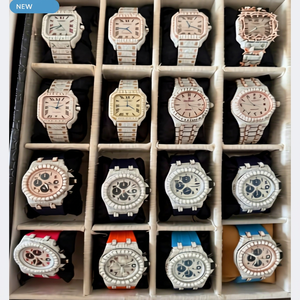 Montre VVS1 Moissanite Unisexe Iced Out Bustdown Diamant Hip Hop Luxe Acier Inoxydable Personnalisée Étanche Vente en Gros - Product Image 1