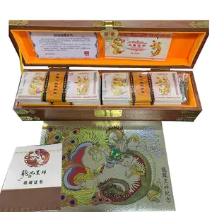 1000pcs Chinese Yellow dragon paper banknote Dragon and Phoenix One Hundred Quintillion Vigintillion with carving dragon wooden