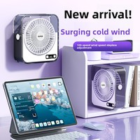 Mini ventilateur de bureau portable avec affichage numérique, turbine haute vitesse, longue autonomie, ventilateur de refroidissement pour bureau et maison, alimentation USB, veilleuse
