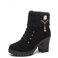 Vente en gros de nouvelles bottes à talons épais en cuir PU pour femmes, bottes élégantes d'hiver pour femmes