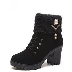 Stivali eleganti invernali da <span class=keywords><strong>donna</strong></span> con tacco grosso in pelle PU da <span class=keywords><strong>donna</strong></span> all'ingrosso di nuova moda - Product Image 6