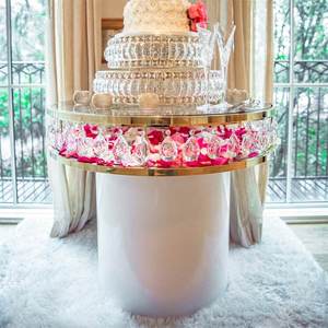 Factory Direct Sale Rose Pattern Stainless Steel Crystal Cake <b>Table</b> for Wedding <b>Party</b> Decoration - Product Image 4