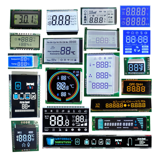 VA Type Customizable 7 Segment Reflective Transmissive LCD Display LED Backlight for Air Purifier Monitor Negative 5V Fast Speed