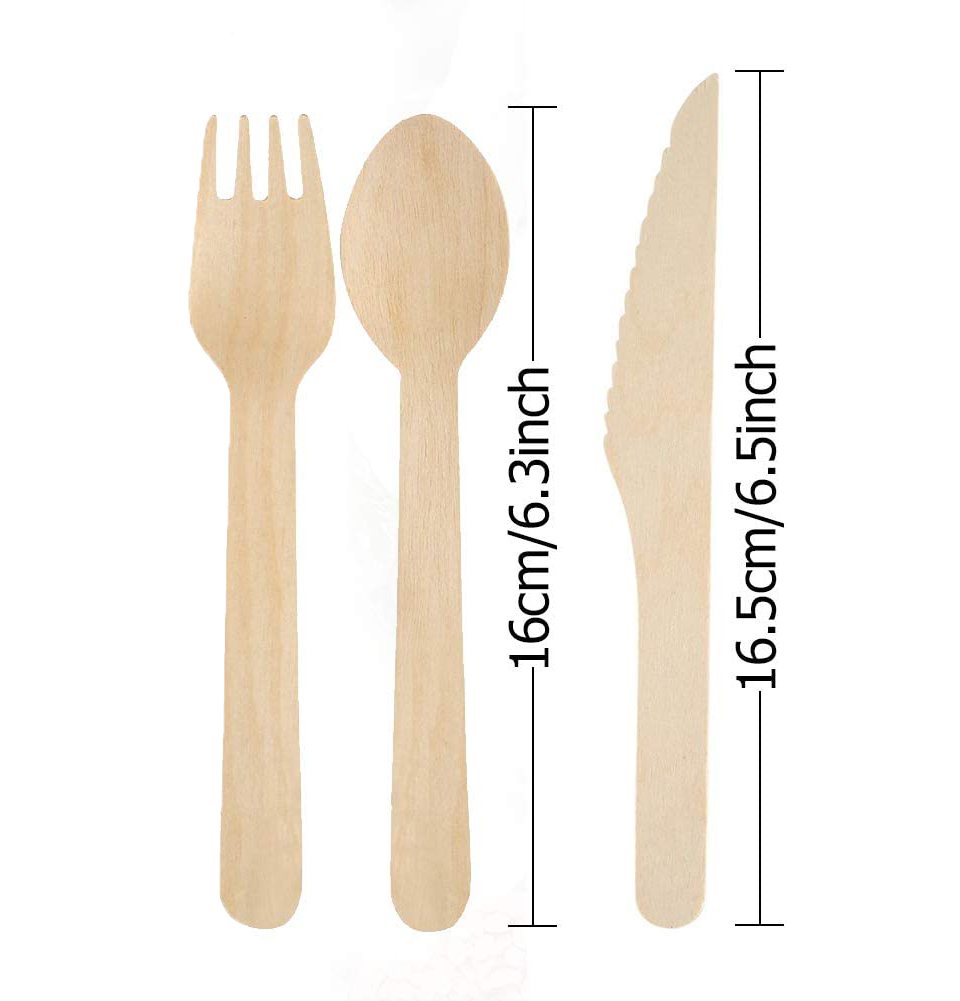Одноразовые пищевой древесины посуда для путешествий набор столовых приборов 160 мм деревянный набор столовых приборов