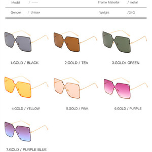 Lunettes de soleil carrées surdimensionnées vintage 2026 pour femme avec logo personnalisé, monture métallique et protection UV400 - Product Image 6
