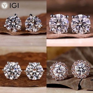 Sang trọng 14k 18K vàng đinh tán bông tai gia IGI chứng nhận Vòng công chúa rực rỡ cắt phòng thí nghiệm Grown kim cương Bông tai đồ trang sức mỹ - Product Image 4