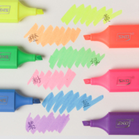 4 pièces allemand pointe plate Clip surligneur stylo ensemble marqueurs de taille normale avec encre colorée pour usage scolaire matière plastique