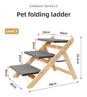 2-in-1 Faltbare Hunde- & Katzenrampe mit Rutschfestem Stoff Moderne Massivholz Outdoor-Haustiertreppe Tragbar für Betten Sofas Einfach zu Transportieren