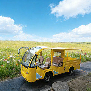 Chariot utilitaire électrique ZOWN à quatre places, carrosserie ouverte, pour le transport de matériaux en usine et au parc. - Product Image 1