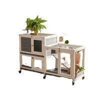 Nichoir à lapins en bois massif pour intérieur avec design ventilé, portes faciles d'accès, espace de repos fermé et confortable