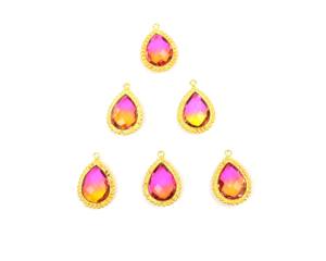 925ทองเหลืองชุบทองและเงินฝาเงินสเตอริ่งทำด้วยมือพลอยควอตซ์หลายแบบตามธรรมชาติ - Product Image 1