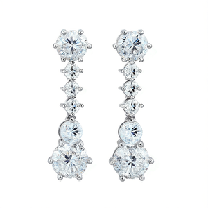 Boucles d'oreilles en or blanc avec diamants ronds taille brillant, couleur D, certifiées GIA, bijoux de mariage classiques pour femmes - Product Image 1