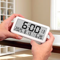 Réveil moderne pour enfants et étudiants Huayang 733 avec grand écran LCD, affichage de la date, du jour, de la température et de l'humidité, alimenté par piles, utilisation murale ou sur bureau