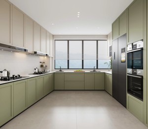 <span class=keywords><strong>Meuble</strong></span> <span class=keywords><strong>de</strong></span> cuisine haut <span class=keywords><strong>de</strong></span> gamme en forme <span class=keywords><strong>de</strong></span> L pour la <span class=keywords><strong>famille</strong></span> et quincaillerie à glissière fluide pour un fonctionnement silencieux - Product Image 5