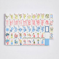 Jeu de mahjong américain portable en acrylique bleu avec détail en forme d'arc, 160 tuiles, modèle 30