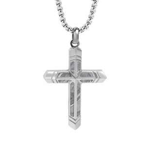 Joyería de meteorito Tizti, venta al por mayor, <span class=keywords><strong>collar</strong></span> de meteorito de piedras preciosas naturales con incrustaciones de Cruz de acero inoxidable, <span class=keywords><strong>collar</strong></span> con colgante para hombre - Product Image 1