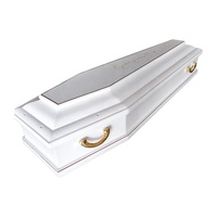 Ataúdes Elegantes de Madera Maciza Blanca para Fallecidos con Detalles y Asas Doradas |   Ataúdes Funerarios Europeos de Lujo