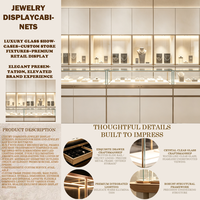 Ensemble complet de présentoirs à bijoux, vitrine murale en verre avec éclairage LED, comptoir d'exposition avec armoire à bijoux assortie