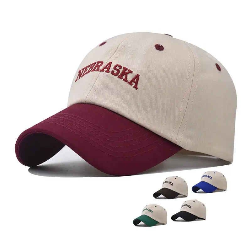 Kontrast renk beyzbol şapkası özel nakış logosu geniş şapka şapka açık spor için güneş koruma visor şapkalar ve kapaklar