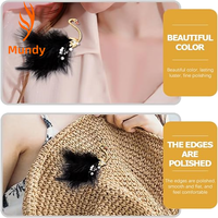 Broche élégante en forme de grande fleur, faite à la main, en plumes naturelles, noire et blanche, pour femme, idéale pour un cadeau de fête