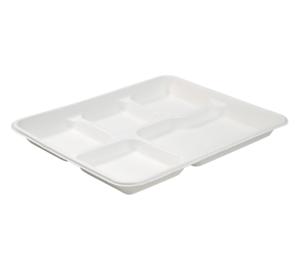 Bandeja Rectangular de Bagazo de 10 Pulgadas con 5 Compartimentos, Desechable y Apta para Alimentos, para Restaurantes, Campamentos y Fiestas, Venta al por Mayor - Product Image 3