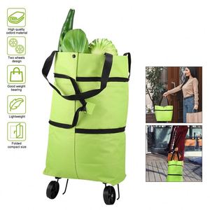 Reusable Insulated <b>Cooler</b> Shopping Bag Large Collapsible Handle Tote Grocery <b>Cooler</b> Bag With Two Wheels Polyester Grocery Tote - Product Image 3