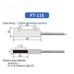 Capteur à fibre optique à panneau plat pour détection large surface, capteur de type bannière, capteur amplificateur à fibre optique à faisceau traversant, avec câble de 2m - Product Image 3