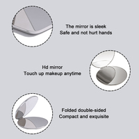 Miroir de poche compact pliable en acier inoxydable chromé, double face HD/grossissant, personnalisable avec logo/boîte/sac de voyage