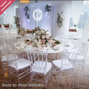 Wholesale Hotel Stackable Transparent Clear Resin Chavari Tiffany Napoleon Acrylic Chairs For Weddings And Banquet