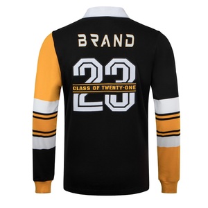 <span class=keywords><strong>Maillot</strong></span> de <span class=keywords><strong>rugby</strong></span> tricoté sans couture en polyester recyclé et coton, <span class=keywords><strong>personnalisable</strong></span>, teint en fil, pour les diplômés de l'école, fabriqué par SMU - Product Image 3