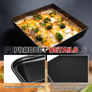3 pezzi piatti per <span class=keywords><strong>Pizza</strong></span> profondi rettangolari antiaderenti piatti Pre-stagionati utensili da cucina <span class=keywords><strong>in</strong></span> stile Detroit - Product Image 3