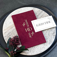 Menu de mariage personnalisé fait main avec logo sur mesure, reliure rigide en lin, impression UV