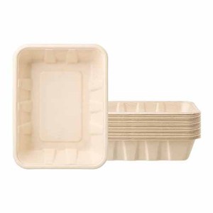 Pâte moulée 100% Fibres végétales écologiques Conteneur alimentaire jetable compostable servant de la bagasse de canne <span class=keywords><strong>à</strong></span> sucre eidTrays Rectangle - Product Image 1