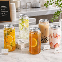 Bocal en plastique PET vide de qualité alimentaire 330 ml 500 ml, pot à boisson transparent avec couvercle à languette facile à ouvrir