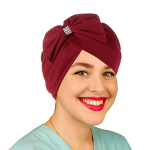 HZM-61239 Stock d'usine, chapeau hijab musulman pour femmes, couleur unie, devant court, nœud croisé, turban - Product Image 3