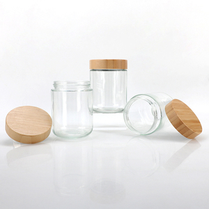Wide-mouth glass bottle 500ml Clear Glass Jar Wooden Lid airtight Honey Jam Caniste also suit for <b>Bath</b> <b>Salts</b>, Candle - Product Image 4