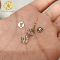 Boucles d'oreilles de luxe en or 10K 14K 18K avec diamants de laboratoire taille cœur certifiés IGI, à fermoir à vis, unisexe, de la marque ZuanFo Factory