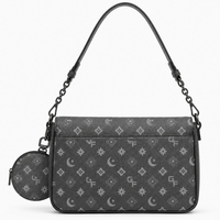 Sac bandoulière unisexe personnalisé en cuir PU avec rabat, sac à main à bandoulière avec chaîne, pochette ronde pour pièces de monnaie, sac messager décontracté pour tous les jours