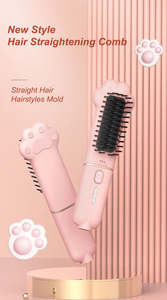 <span class=keywords><strong>Cepillo</strong></span> <span class=keywords><strong>Alisador</strong></span> de Cabello Inalámbrico USB de Cerámica - Peine Eléctrico con Calentamiento PTC y Pantalla LCD con 3 Ajustes de Calor para el Hogar y Hoteles - Product Image 2
