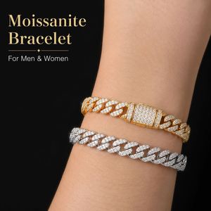 6mm White Gold 925 <b>Sterling</b> <b>Silver</b> VVS Moissanite Brilliant Cut Hip Hop Cuban Link <b>Chain</b> Bracelet Iced Jewelry <b>Men</b> Women GRA - Product Image 2