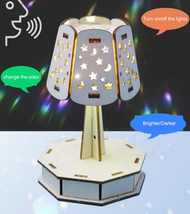 Lampe de bureau en bois intelligente et créative à commande vocale, aide pédagogique DIY, modèle d'invention scientifique et technologique pour enfants, expérience scientifique - Product Image 2