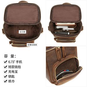 Bolso Bandolera de Cuero Crazy Horse Dujiang, Color Marrón Oscuro, Bolso de Hombro Casual para Hombre, Uso Diario, Estilo Retro Duradero - Product Image 3