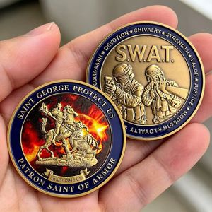 Moneta Commemorativa in Metallo Placcato della Sfida SWAT di San Giorgio, Santo Patrono dell'Armatura, della Legge, della Devozione, del Cavaliere, del Coraggio, Souvenir da Collezione - Product Image 6