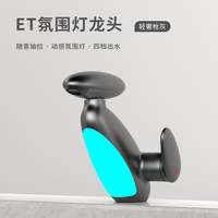 Robinet de lavabo moderne à quatre fonctions, luxe, en alliage de zinc, mélangeur d'eau chaude et froide, robinet de lavabo à LED extractible pour salle de bain